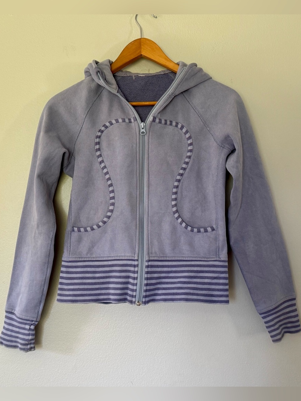 Y2K Vintage Lululemon Lavender Full Zip Scuba Hoodie with Stripes HTF